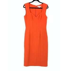 Dress The Population Elle Sweetheart Neck Sheath Midi Dress Womens Sz L Orange